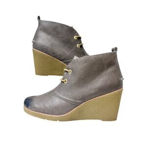 Sperry Chocolate Nubuck Leather Platform Wedge Booties Women’s Size 10M